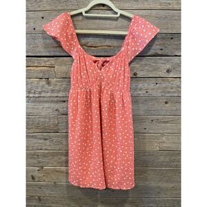 Women’s Coral Floral Summer Dress with Ruffle Sleeves